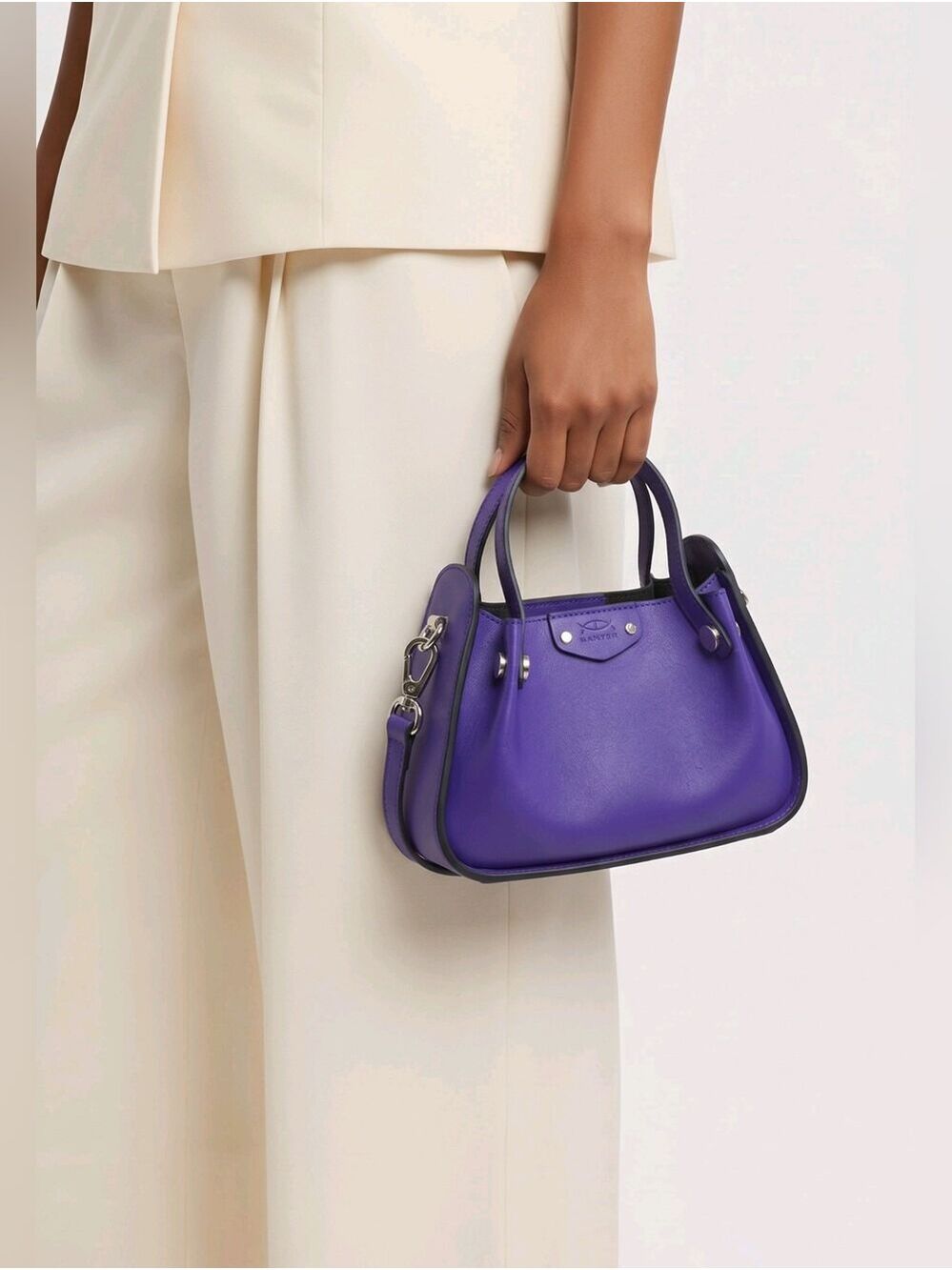 Danier Purple Leather Top-Handle Crossbody Bag - Picture 2 of 16